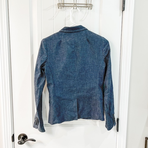 J. Crew Navy Polka Dot Schoolboy Blazer Jacket Size 00 - Picture 4 of 10